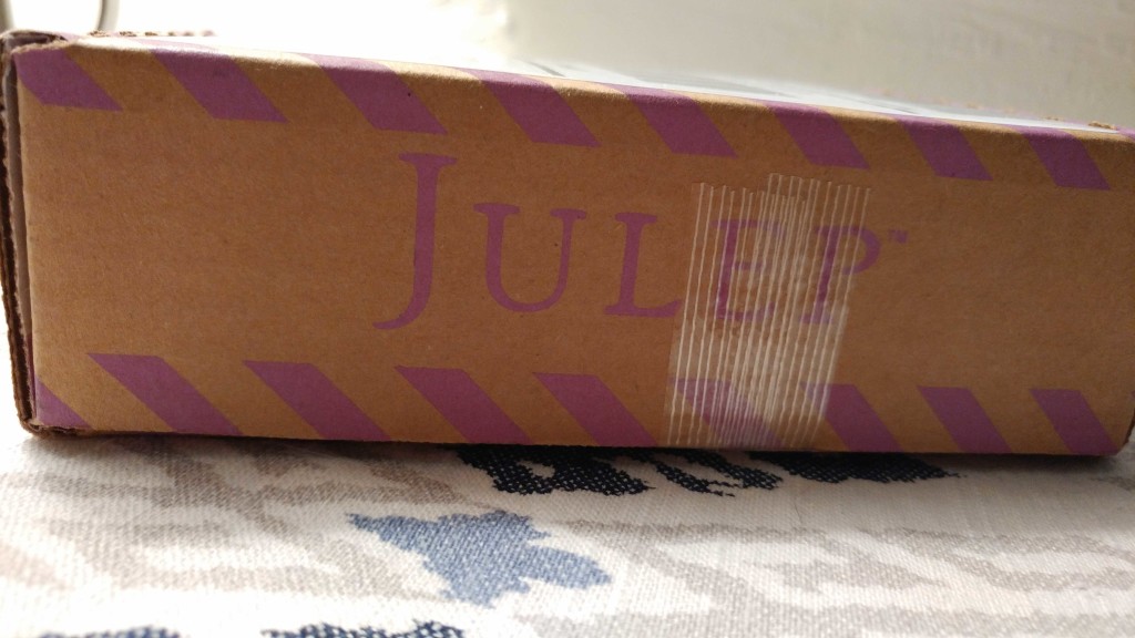 The package label was on the top of the box, so here's a side view of my Julep box.